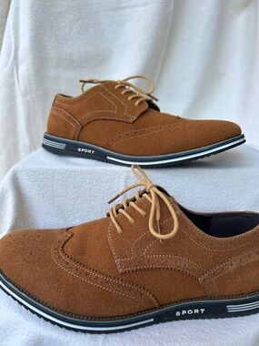 Men's Tan Suede Lace-Up Dress Shoes - Sport